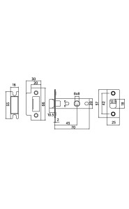 Защёлка межкомнатная BUSSARE L6-45 PLAST WHITE (белый, пластиковый язычок)